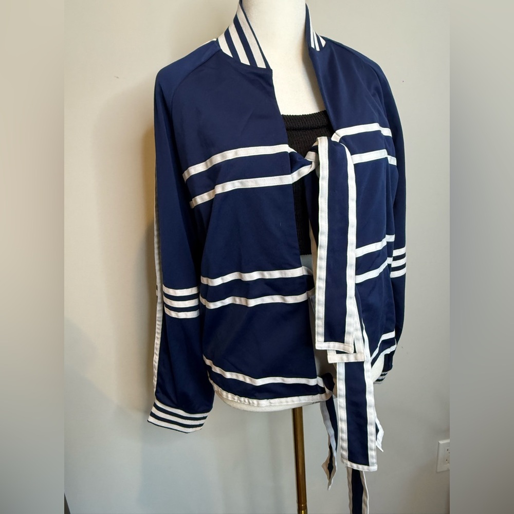 RARE Adidas x Ji Won Choi Blue and White Tie Front Top - Picture 5 of 11